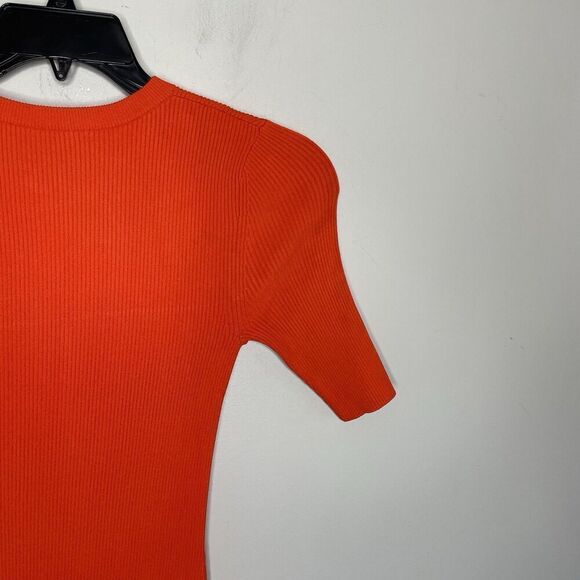 A.L.C. Vance Dress Women Small Orange Stretch Knit Sheath Mini Ruffle Hem - Picture 8 of 13